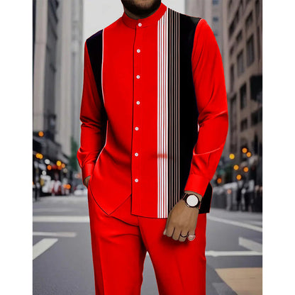👔 Men's Striped Shirt & Pants 2-Piece Set✨ Effortless Style✨