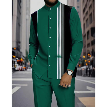 👔 Men's Striped Shirt & Pants 2-Piece Set✨ Effortless Style✨