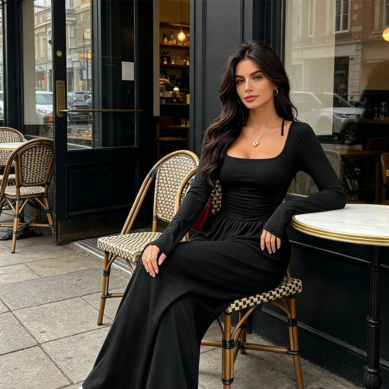 🍂 Women's Casual Square Neck Wide-Leg Jumpsuit – Flattering Comfort & Effortless Autumn Style