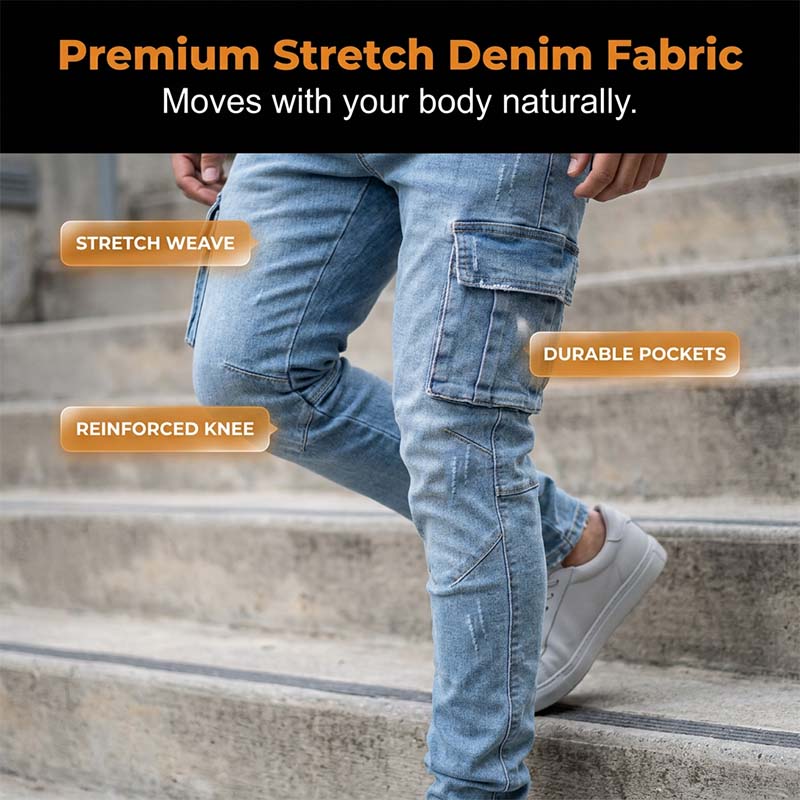 👖 LIMITED-TIME 50% OFF! ✨Slim Fit Denim Cargo Pants