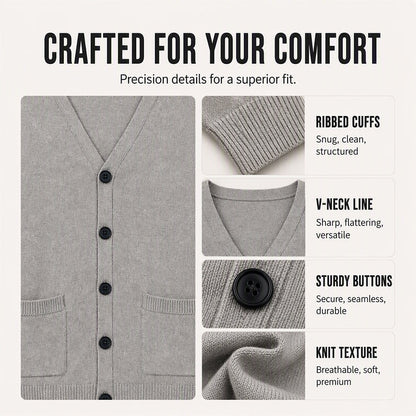 🏆 Bestseller 🧶 Men's V-Neck Knit Cardigan – Timeless Silhouette & All-Day Comfort for Every Occasion