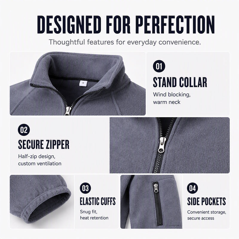 ⏰Last Day Sale 50% Off ✨ Men's Half Zip Polar Fleece Pullover