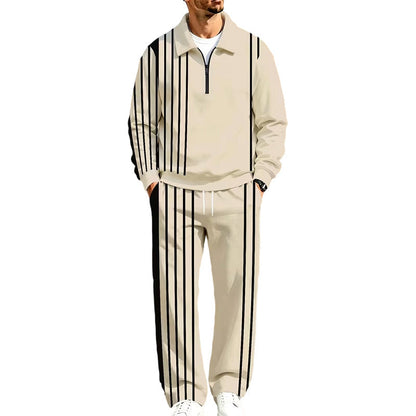 👕👖 Men's Printed Half-Zip Sweatshirt & Pants Tracksuit Set– Comfortable Autumn Style from Top to Bottom