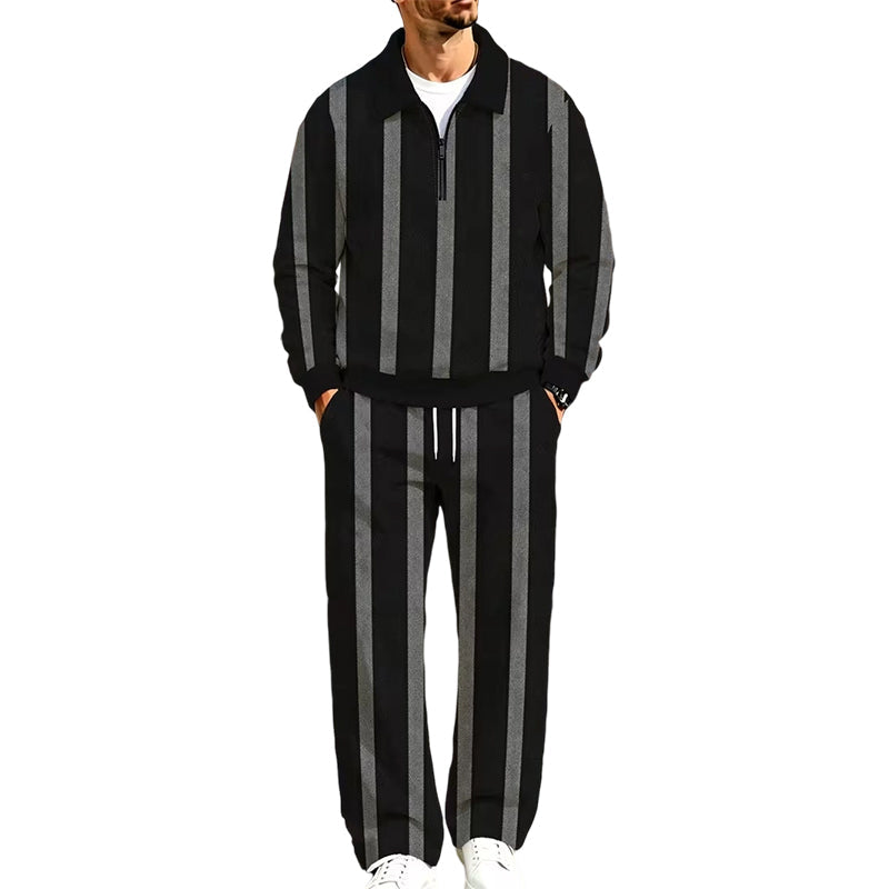 👕👖 Men's Printed Half-Zip Sweatshirt & Pants Tracksuit Set– Comfortable Autumn Style from Top to Bottom