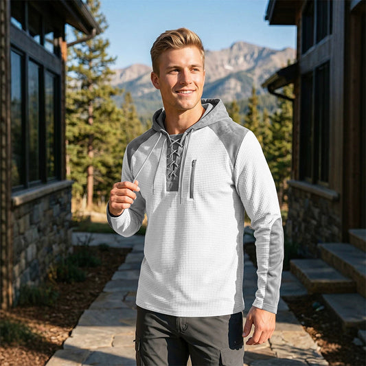 🍂 Men's Casual Knit Color-Block Hoodie – Cosy Comfort & Effortless Autumn Style