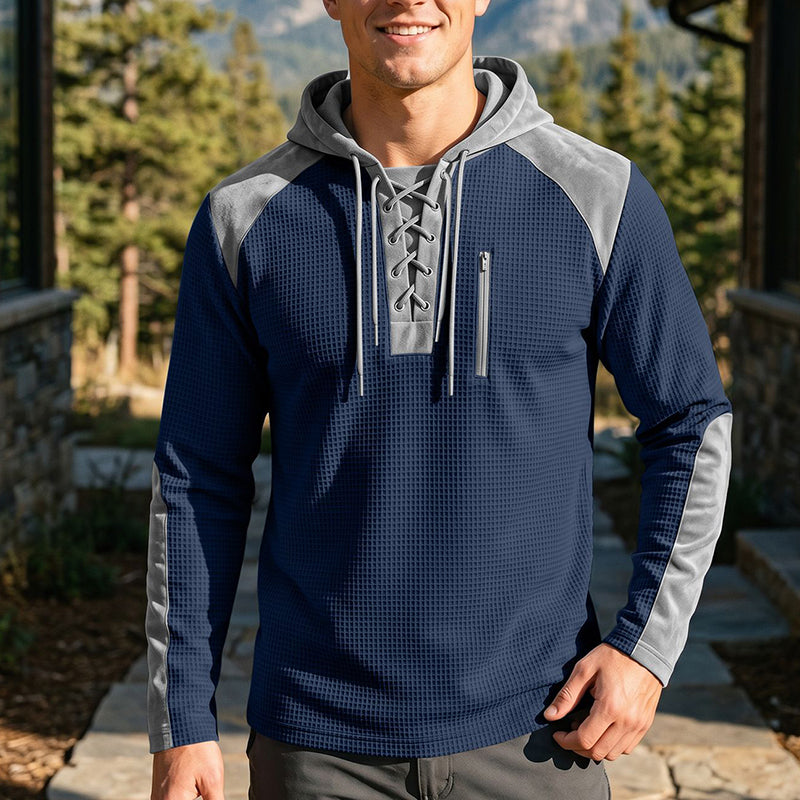 🍂 Men's Casual Knit Color-Block Hoodie – Cosy Comfort & Effortless Autumn Style