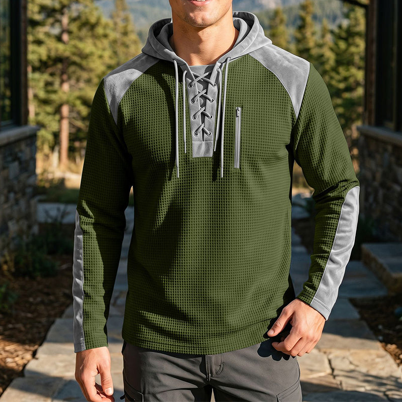 🍂 Men's Casual Knit Color-Block Hoodie – Cosy Comfort & Effortless Autumn Style
