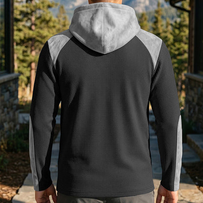 🍂 Men's Casual Knit Color-Block Hoodie – Cosy Comfort & Effortless Autumn Style