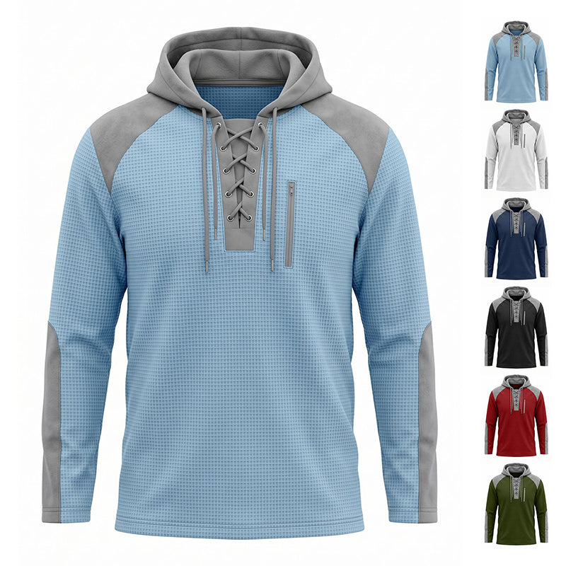 🍂 Men's Casual Knit Color-Block Hoodie – Cosy Comfort & Effortless Autumn Style