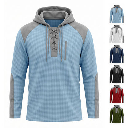 🍂 Men's Casual Knit Color-Block Hoodie – Cosy Comfort & Effortless Autumn Style