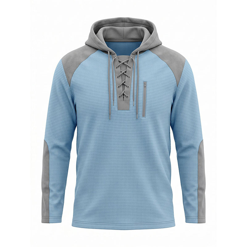 🍂 Men's Casual Knit Color-Block Hoodie – Cosy Comfort & Effortless Autumn Style