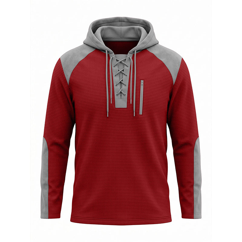 🍂 Men's Casual Knit Color-Block Hoodie – Cosy Comfort & Effortless Autumn Style