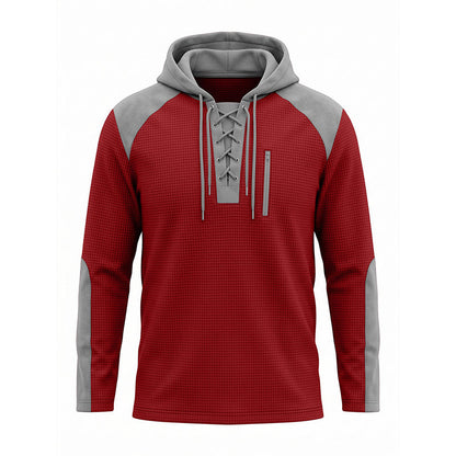 🍂 Men's Casual Knit Color-Block Hoodie – Cosy Comfort & Effortless Autumn Style