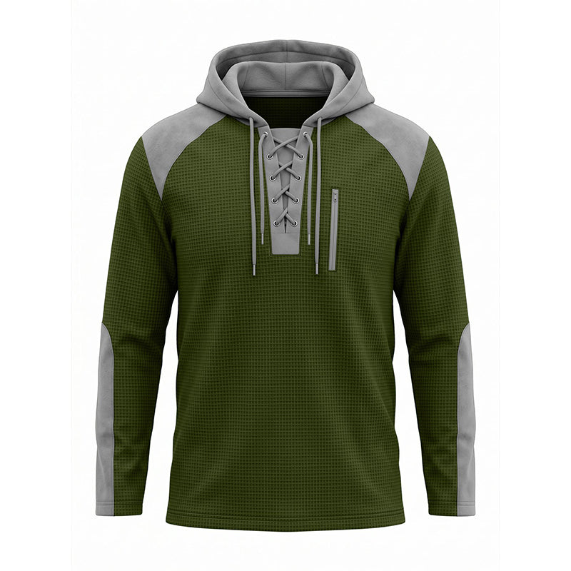 🍂 Men's Casual Knit Color-Block Hoodie – Cosy Comfort & Effortless Autumn Style