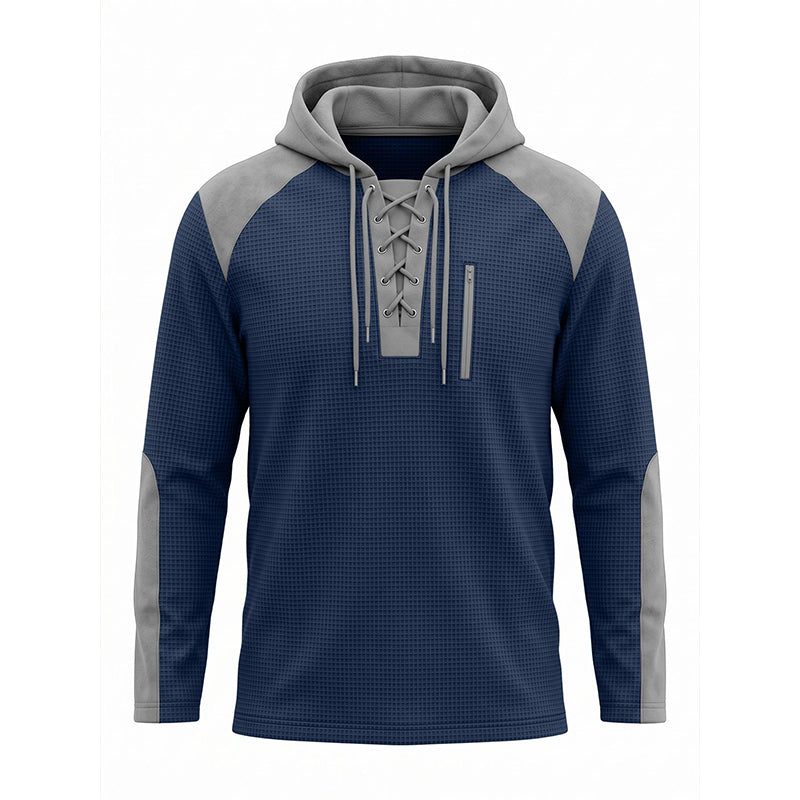 🍂 Men's Casual Knit Color-Block Hoodie – Cosy Comfort & Effortless Autumn Style