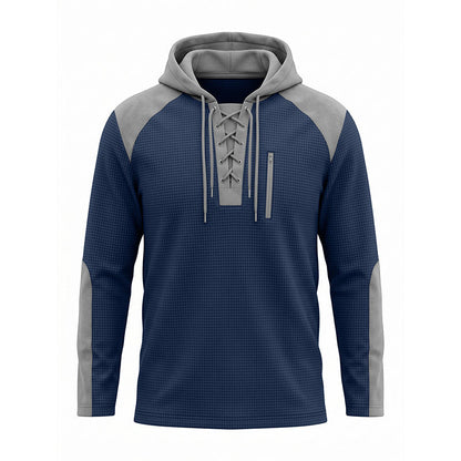 🍂 Men's Casual Knit Color-Block Hoodie – Cosy Comfort & Effortless Autumn Style