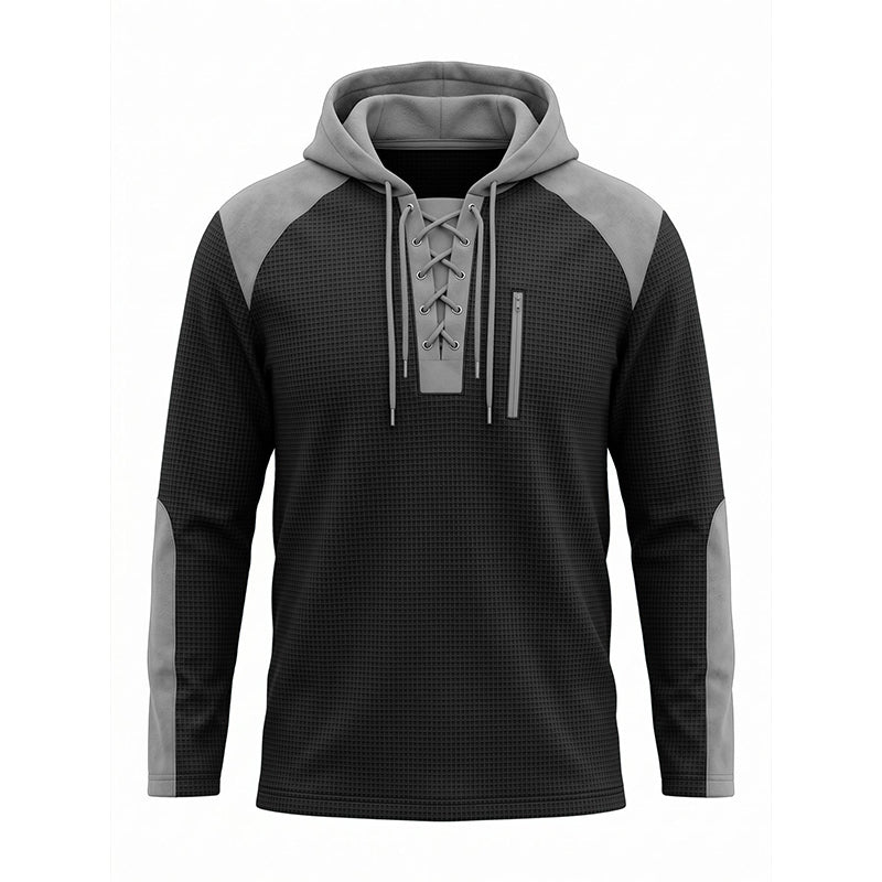 🍂 Men's Casual Knit Color-Block Hoodie – Cosy Comfort & Effortless Autumn Style