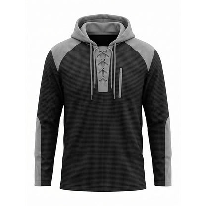 🍂 Men's Casual Knit Color-Block Hoodie – Cosy Comfort & Effortless Autumn Style