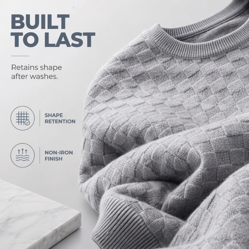 🍂 Men’s Checkerboard Print Crewneck Sweatshirt – Bold Casual Style & Everyday Autumn Comfort