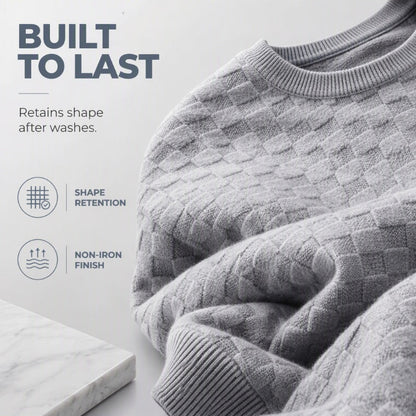 🍂 Men’s Checkerboard Print Crewneck Sweatshirt – Bold Casual Style & Everyday Autumn Comfort