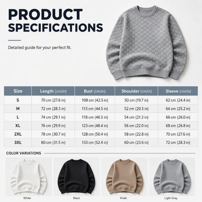 🍂 Men’s Checkerboard Print Crewneck Sweatshirt – Bold Casual Style & Everyday Autumn Comfort