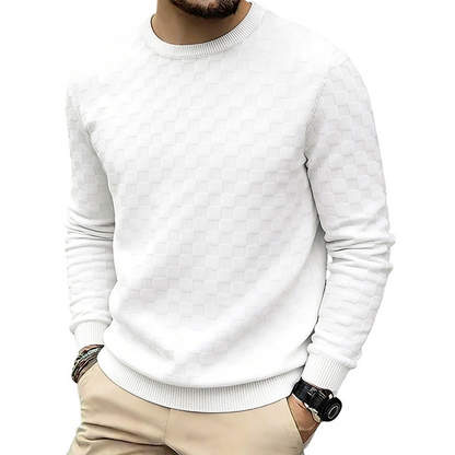 🍂 Men’s Checkerboard Print Crewneck Sweatshirt – Bold Casual Style & Everyday Autumn Comfort