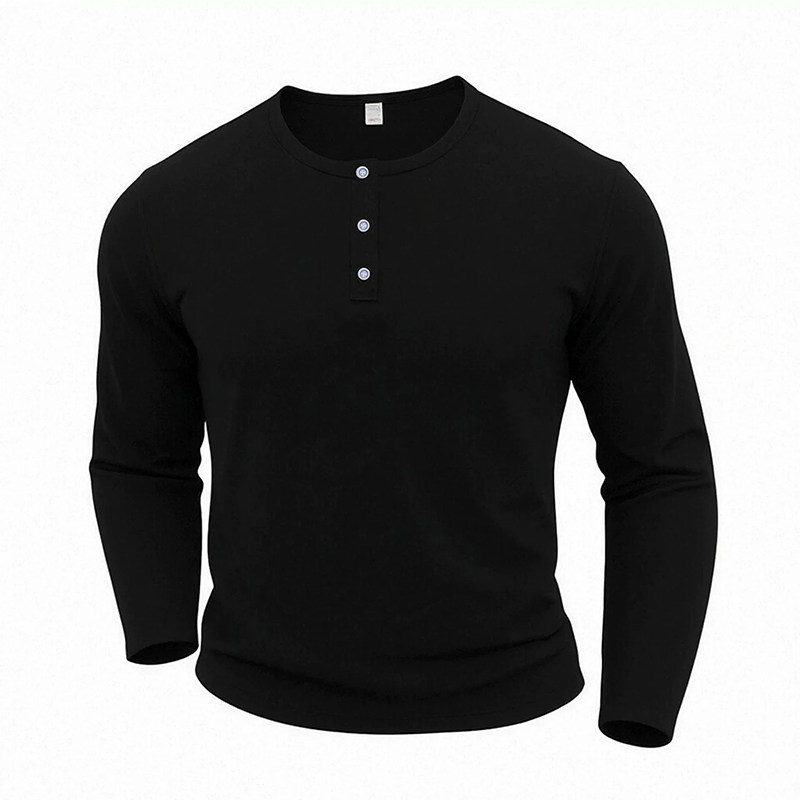 🍂 Men’s Casual Henley Long-Sleeve Shirt – Timeless Style & Everyday Autumn Comfort