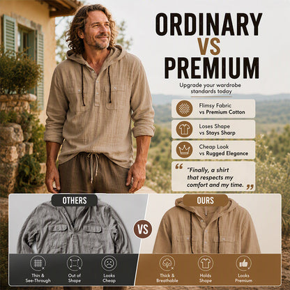 🍂 Men's Casual Long Sleeve Hooded Shirt – Relaxed Comfort & Effortless Autumn Style