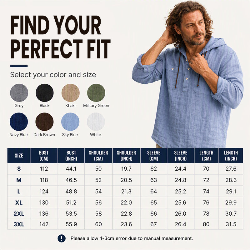 🍂 Men's Casual Long Sleeve Hooded Shirt – Relaxed Comfort & Effortless Autumn Style