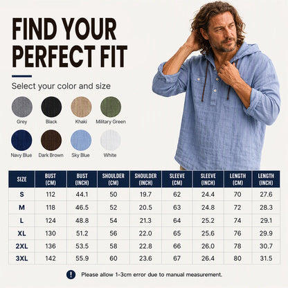 🍂 Men's Casual Long Sleeve Hooded Shirt – Relaxed Comfort & Effortless Autumn Style