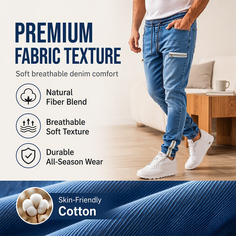 🔥 Men’s Slim-Fit Denim Joggers – Stretch Comfort & Effortless Everyday Style