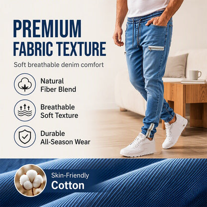 🔥 Men’s Slim-Fit Denim Joggers – Stretch Comfort & Effortless Everyday Style