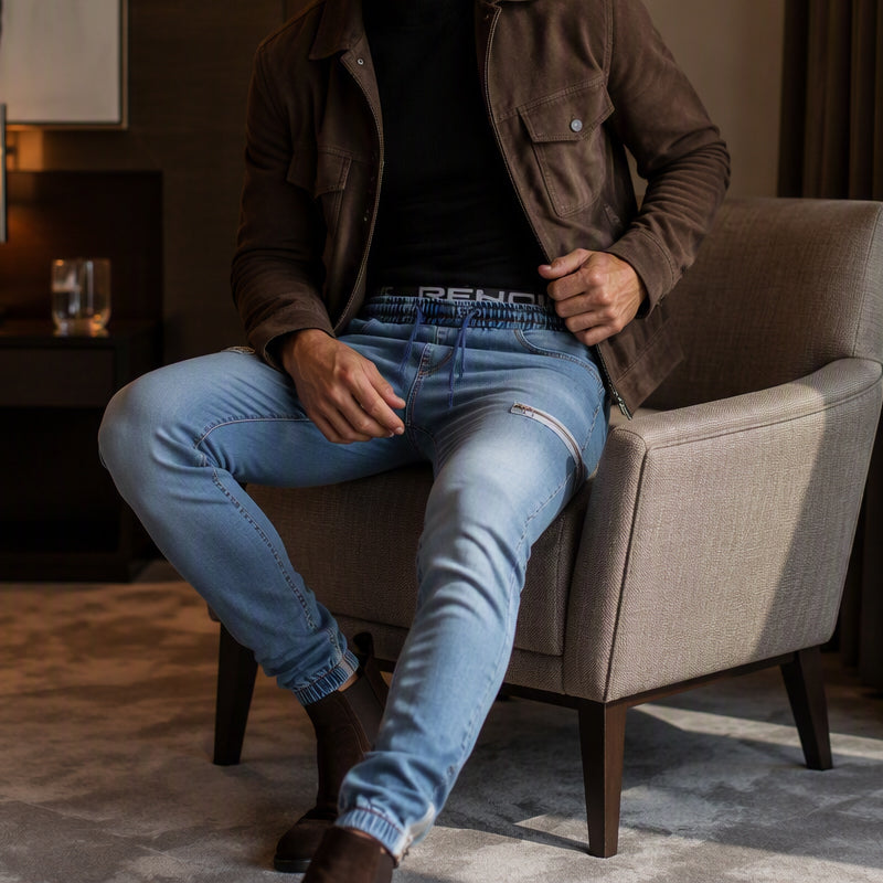 🔥 Men’s Slim-Fit Denim Joggers – Stretch Comfort & Effortless Everyday Style