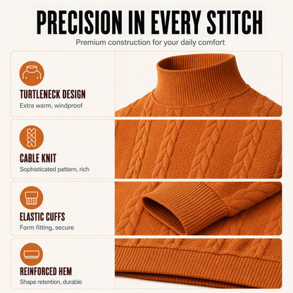 🍂 Men’s Turtleneck Cable-Knit Sweater – Timeless Warmth & Effortless Autumn Style