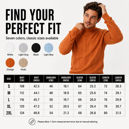 🍂 Men’s Turtleneck Cable-Knit Sweater – Timeless Warmth & Effortless Autumn Style