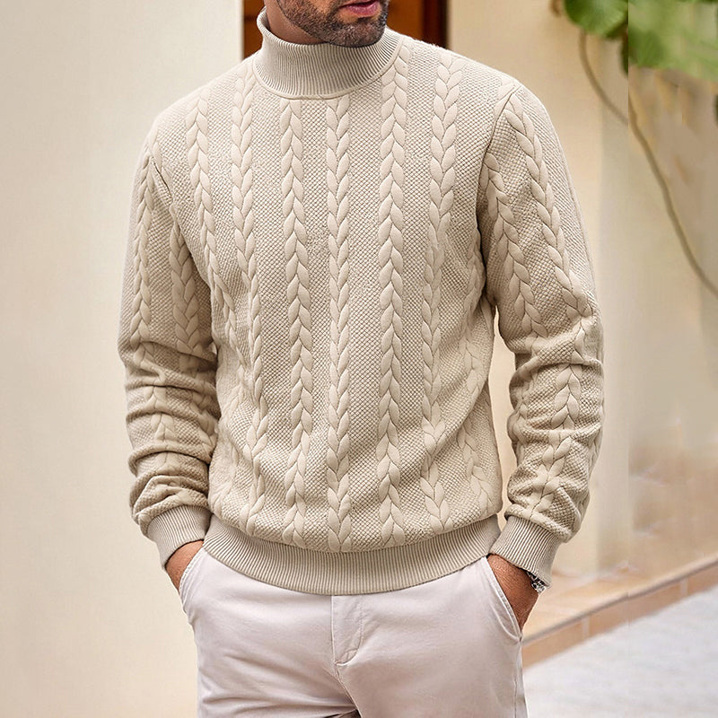 🍂 Men’s Turtleneck Cable-Knit Sweater – Timeless Warmth & Effortless Autumn Style