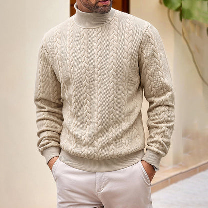 🍂 Men’s Turtleneck Cable-Knit Sweater – Timeless Warmth & Effortless Autumn Style