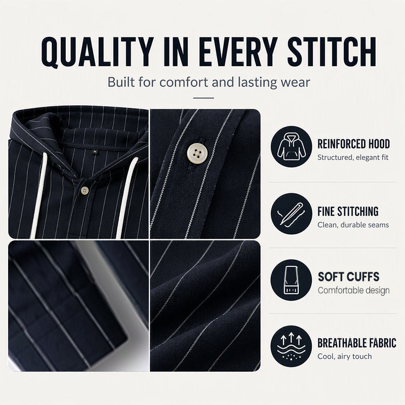 ✨Men's Striped Long Sleeve Hooded Shirt – Casual, Comfortable & Easy to Style