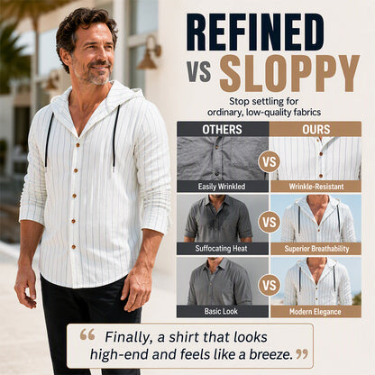 ✨Men's Striped Long Sleeve Hooded Shirt – Casual, Comfortable & Easy to Style