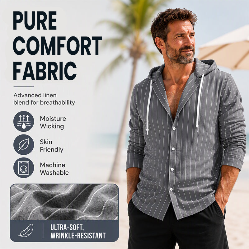 ✨Men's Striped Long Sleeve Hooded Shirt – Casual, Comfortable & Easy to Style