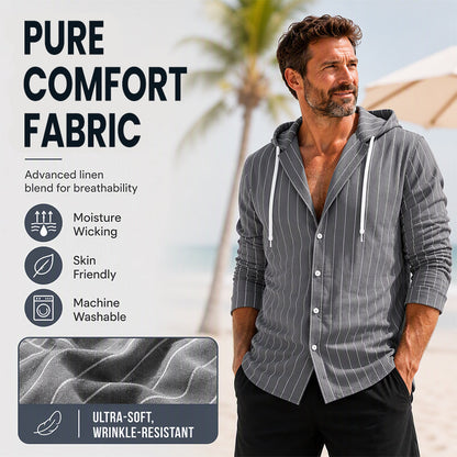 ✨Men's Striped Long Sleeve Hooded Shirt – Casual, Comfortable & Easy to Style