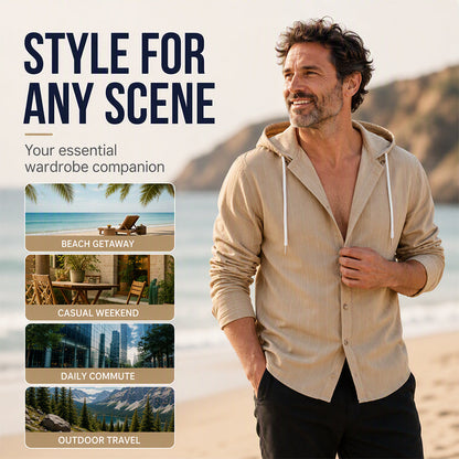✨Men's Striped Long Sleeve Hooded Shirt – Casual, Comfortable & Easy to Style