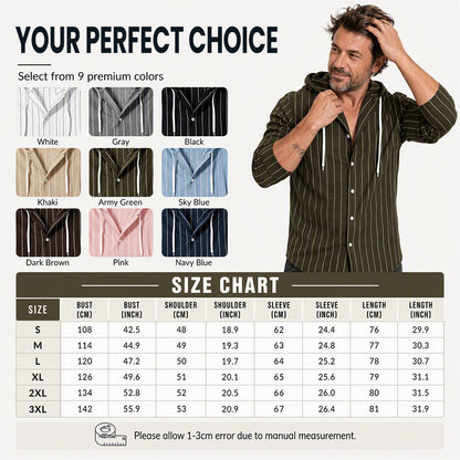 ✨Men's Striped Long Sleeve Hooded Shirt – Casual, Comfortable & Easy to Style