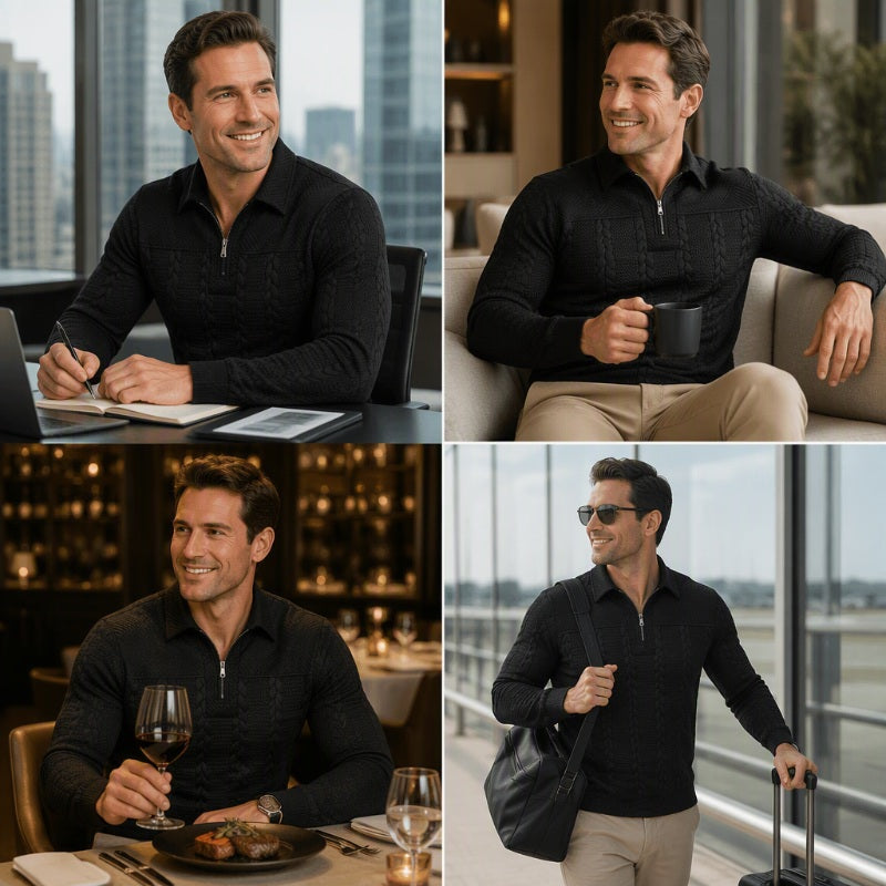 🧥Men's Long Sleeve Half-Zip T-Shirt – Smart, Casual & Effortlessly Versatile