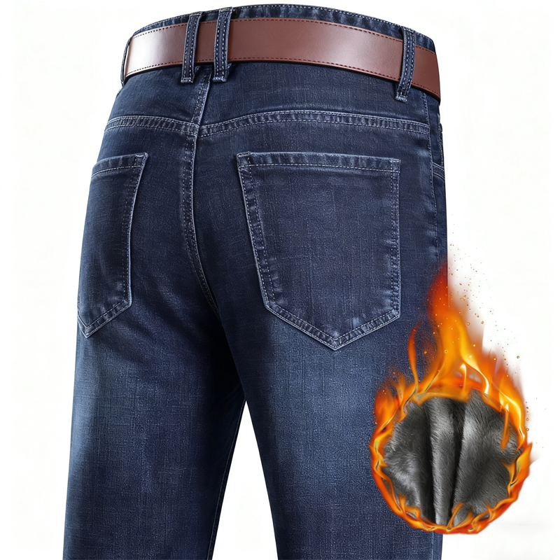 👖 Men's Warm Lined Straight-Leg Jeans – Cosy Comfort for Chilly Days