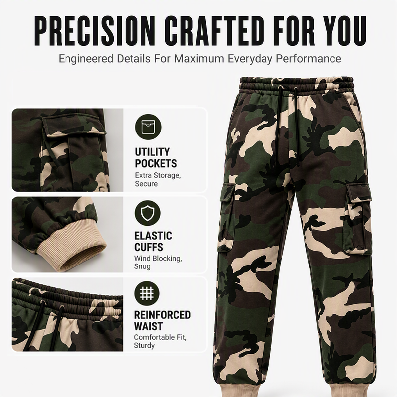 👖 Men's Camouflage Drawstring Athletic Cargo Pants – Relaxed Fit, Utility Style