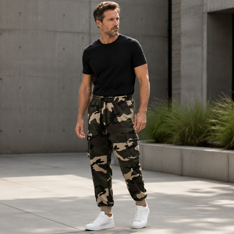 👖 Men's Camouflage Drawstring Athletic Cargo Pants – Relaxed Fit, Utility Style