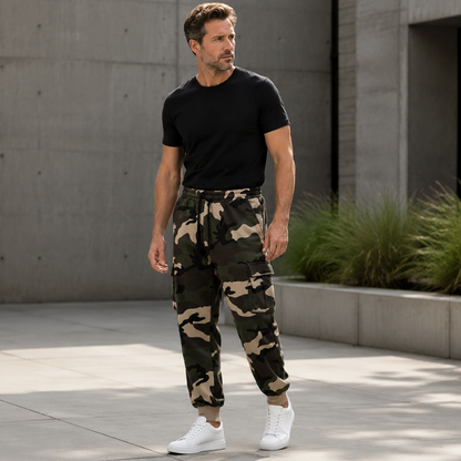 👖 Men's Camouflage Drawstring Athletic Cargo Pants – Relaxed Fit, Utility Style