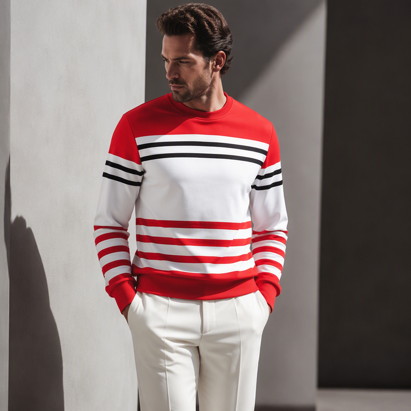 ✨Men's Striped Colorblock Long Sleeve Sweatshirt – Casual, Comfortable & Effortlessly Stylish