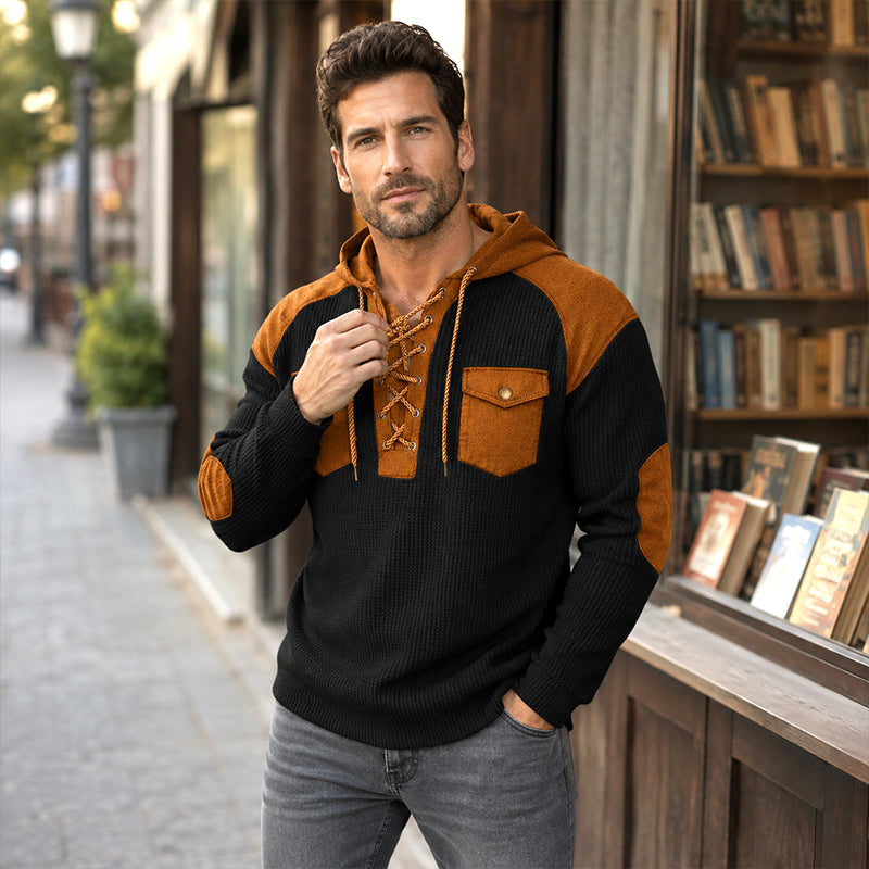 ✨Men's Casual Waffle Knit Hooded Sweatshirt– Cosy, Casual & Effortlessly Stylish